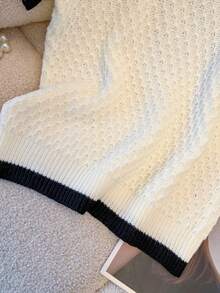 GlowEve Áo thun nữ tay ngắn cổ tròn, hai lớp, kiểu dáng ôm sát, thời trang độc đáo, dành cho mùa xuân/hè. Hàng mới về. - Đen và trắng - Xem 6