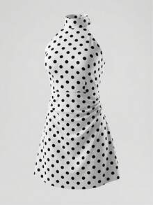 Franclia Đầm mini chấm bi cổ yếm hở lưng buộc dây kiểu dáng mới năm 2026 dành cho nữ - Đầm hè không tay, kiểu dáng thường ngày, thích hợp cho tiệc tùng và kỳ nghỉ. - trắng - Xem 4