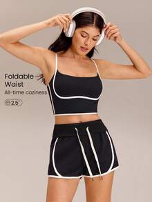 GLOWMODE Quần short thể thao Ace Attitude 2.5 inch chất liệu Terry thoáng khí, thấm hút mồ hôi, có túi bên hông, viền tương phản, cạp gập, thích hợp mặc hàng ngày vào mùa hè. - màu đen - Xem 1