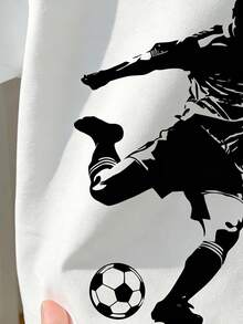 SHEIN Playful Pals 男婴休闲印花短袖上衣，夏季 - 白色 - 查看 5