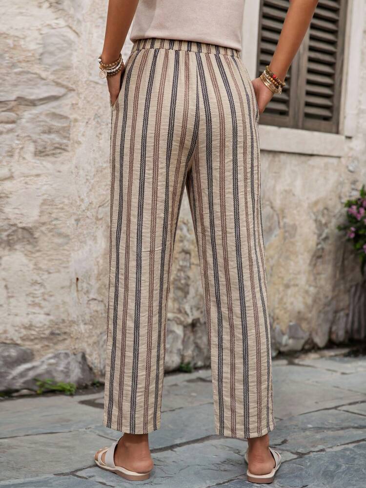 Women's Drawstring Waist Striped Casual Versatile Daily Wear Pants Summer Outfits For Women Trousers For Women Joggers Women