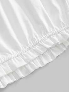 ROMWE Kawaii Women's Cute Sweet Doll Lantern Shorts, Casual Vacation Style, Summer - White - View 4