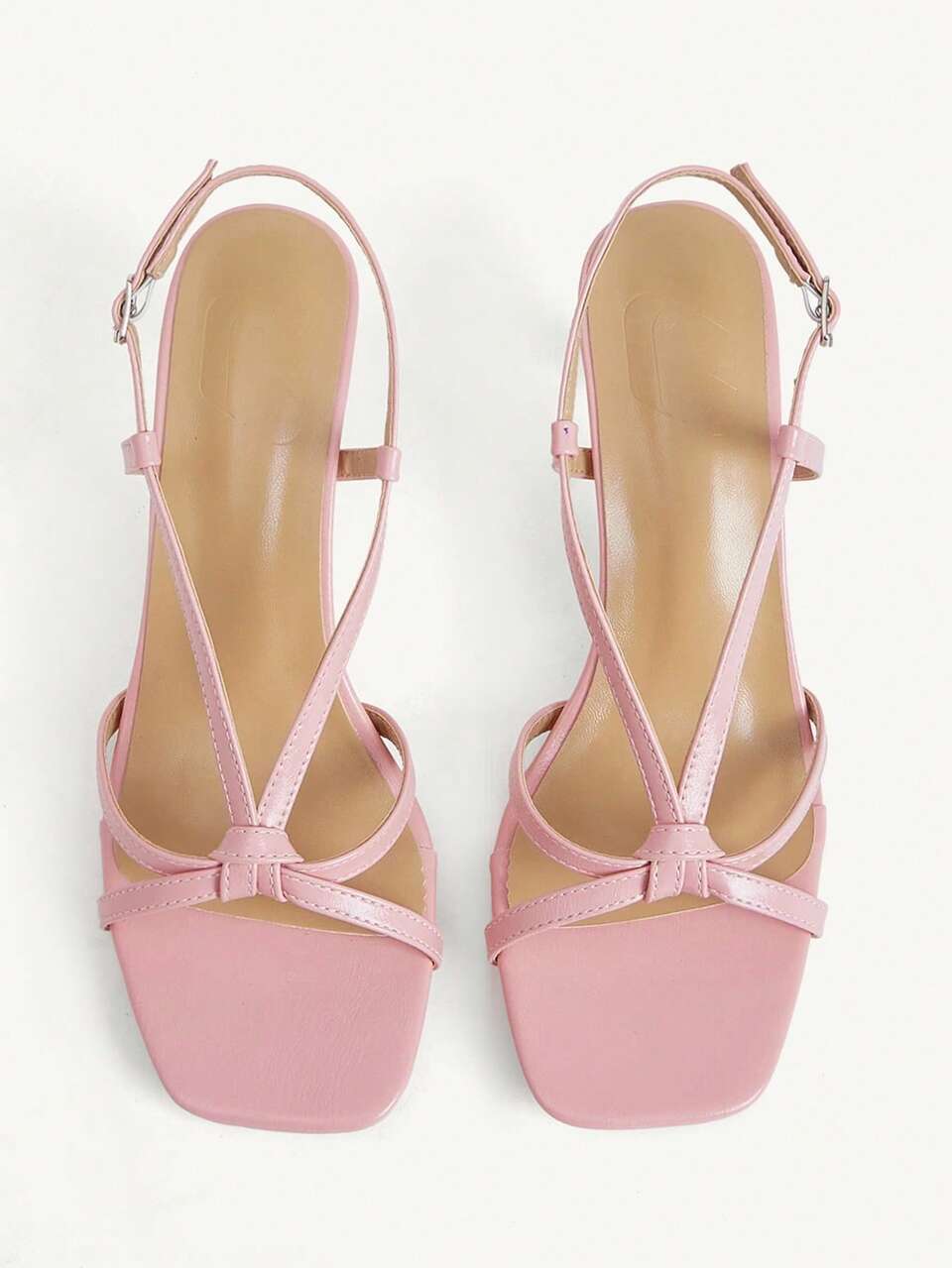 CUCCOO CHICEST Women's Shoes Cross Strap Open-Toed Square Toe Stiletto Heel Fashion Commuter Pink PU Leather Heels Sandals Dating Vacation Afternoon Tea Summer
