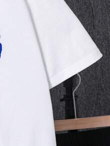 SHEIN Teen Boy White Summer Streetwear Loose Short Sleeve Shorts Set,Suitable For Daily Use,Sports,School,Parties,Weddings,Performances & Opening Ceremonies - Royal Blue - View 5