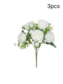 1/3Pcs Realistic Touch Artificial Rose Bouquets, Fake Flowers For Home, Wedding, Party Table Decor, Mother's Day, Autumn Decoration, Desk & Garden Ornament - Multicolor - View 5