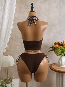 Bellisia 新款夏季度假波点露背性感系带吊带泳衣套装 - 彩色 - 查看 3