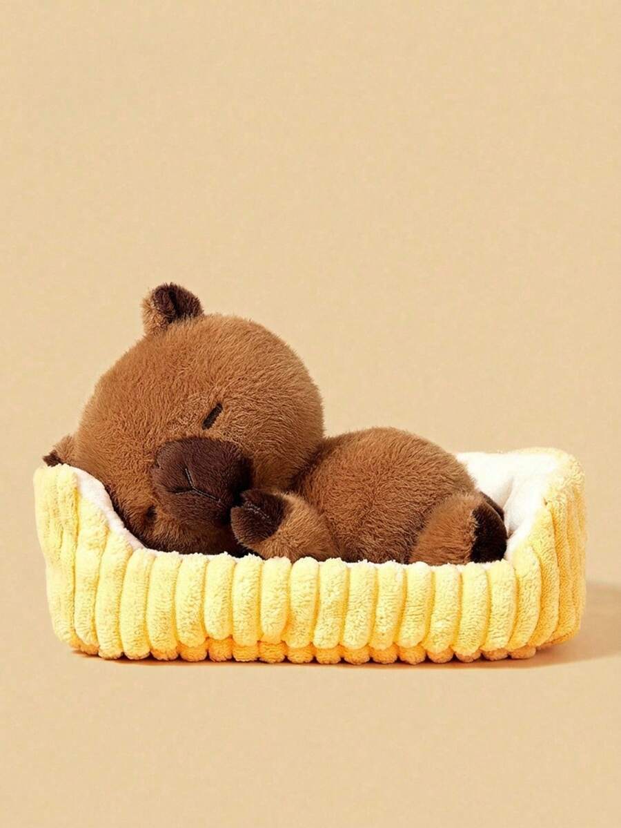 POKOJA LAND 2pcs Cute Capybaras In Sleeping Posture, Including Capybaras And Beds. They Are Very Suitable As Lovely Dolls To Give To Girls As New Year Or Birthday Gifts, And Also Make Perfect Christmas Gifts And Home Decorations.