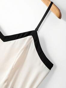 GlowEve CURVE Plus Size Women Spring/Summer Fashion Elegant Contrast Color Spaghetti Strap A-Line Dress Gym Brown - Apricot - View 6