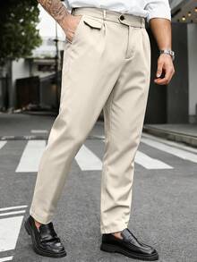 Manfinity Mode Pantalones de traje de unicolor para hombres de talla grande, formal, ceremonia - Albaricoque - Ver 3