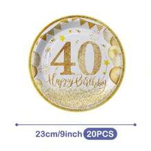Gold Balloons 40th Anniversary Disposable Plates, Napkins And Cups Set, Serves 20 Guests. This Disposable Party Set (Including Plates, Napkins And Cups) Is Perfect For Birthday Parties, Weddings And Family Picnics. - View 8