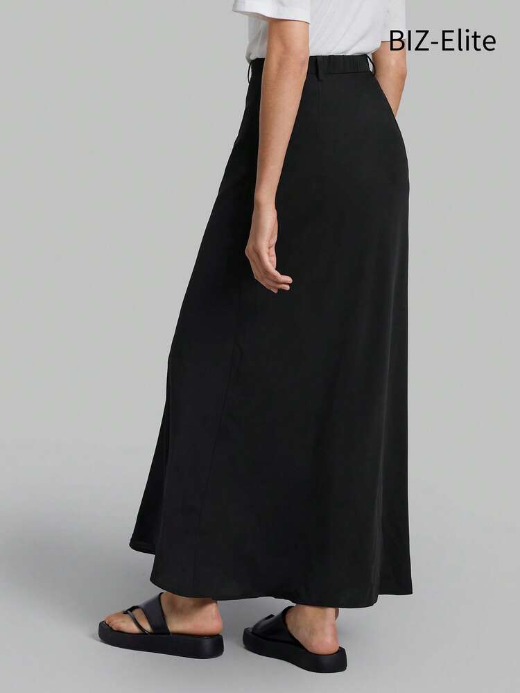 2026 Spring/Summer Women's High Waist Black A-Line Skirt, Versatile Office Wear, Loose Fit, Comfortable Fabric, Fashion Casual Skirt