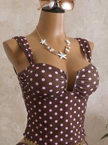 Swim Vcay Bộ đồ bơi tankini chấm bi kiểu Bohemian mới, cổ yếm, thích hợp cho kỳ nghỉ hè ở bãi biển. - Nhiều màu - Xem 4