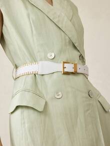 MOTF PREMIUM PRE WHITE SPLICED PP GRASS NEEDLE BUCKLE BELT - White - View 6