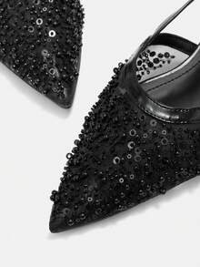 CUCCOO CURVES 女鞋 女士尖头搭扣设计 日常百搭时尚宽楦高跟鞋 - 黑色 - 查看 4