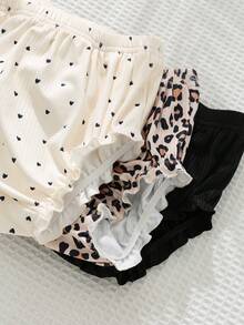 Cozy Pixies 3pcs Baby Girl Solid Color Comfortable Elastic Waist Shorts Set - Multicolor - View 3