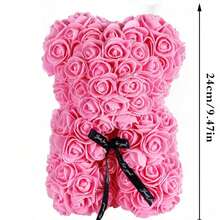 9.25*15.5inch Rose Bear Figurine Mini Foam Bear Cute Home Decor, Romantic Artificial Flower Design, Suitable For Mother's Day, Father's Day, Graduation, Valentine's Day, Wedding Party, Birthday, Window & Tabletop Decor, Perfect Gift For Family & Friends - Multicolor - View 11