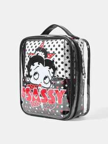Betty Boop x SHEIN Bộ ba món trong suốt chấm bi đen trắng cổ điển của Miss Betty - màu đen - Xem 5
