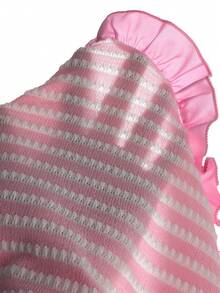 2pcs/Set Teenage Girls' Summer Striped Bow Tie Cropped Sleeveless Top + Frill Trim Shorts Set, Sweet & Spicy Style, Non-Fleece Design, Suitable For Parties And Summer Outings - Pink - View 6