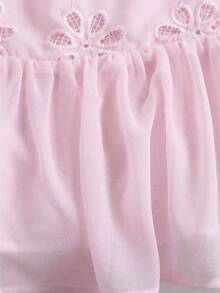 GlowEve 白色刺绣面料圆领无袖褶皱雪纺A字下摆优雅浪漫度假衬衫裙 - 粉色 - 查看 5