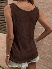 EMERY ROSE New Fashion Casual Versatile U-Neck Camisole For Women - Coffee Brown - View 2