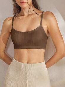 Ocili Women's Comfortable Cotton Rib Knit Bra - Coffee Brown - View 5