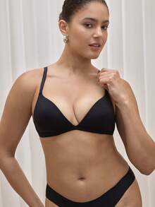 Bralution Women's Black Casual Comfy Fabric Plain Padded Bra - Black - View 7