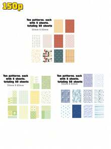 50Sheets/100Sheets/150Sheets/200Sheets Vintage Scrapbook Paper Kit -Material Paper, Complete Scrapbooking Supplies Back To School - Multicolor - View 14