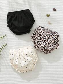 Cozy Pixies 3pcs Baby Girl Solid Color Comfortable Elastic Waist Shorts Set - Multicolor - View 2