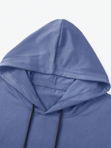 Manfinity Homme Men's Solid Color Drawstring Hooded Casual Vest, Holiday - Dusty Blue - View 4