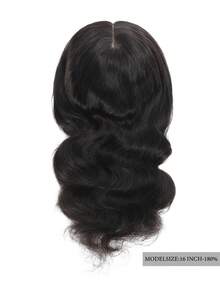 ZERO-NET 14 pulgadas Postizos de cabello humano para mujeres, base grande de 9x9 en color natural, piezas de cabello para cabello ralo, perfectos para uso diario y de fiesta - SNatural - Ver 2