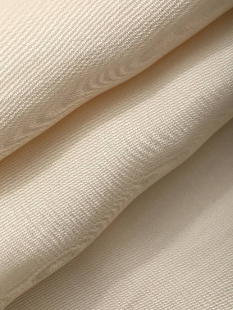 Women's Elegant Solid Color Mandarin Collar Top And Wide Leg Pants 2-Piece Set, Spring & Summer