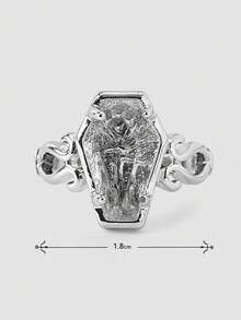 MortiRose Anillo grande de diamante estilo gótico, gótico/gótico/punk/grunge/gótico oscuro, ropa de calle, verano/festival/baile de graduación/fiesta, vintage - Plateado - Ver 7