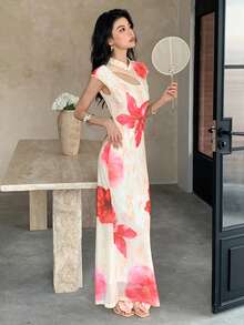 EastFlair 优雅中式印花连衣裙，夏季 - 彩色 - 查看 6