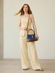 MOTF PREMIUM BOLSO DE MANO PARA DAMAS, EMPALME CONTRASTANTE RETRO, PARA USO DIARIO - Azul mezclilla - Ver 7