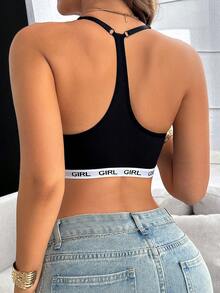 Letter Graphic Trådlös BH - Svart - Visa 3