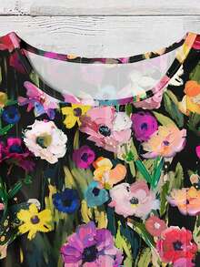 EMERY ROSE Women's Casual Floral Print Cap Sleeve Blouse, Summer Women Spring Outfit - Multicolor - View 6