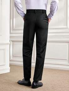 Officeau Quần âu dài màu đen dành cho nam, quần âu màu trơn dành cho quý ông, dành cho mùa thu - màu đen - Xem 2
