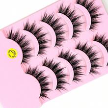 Faux Mink Cat Eye False Eyelashes 5 Pairs, Wispy Fluffy Strip Lashes, Reusable Lightweight Eye Lashes For Daily - Black - View 3