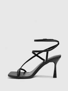 CUCCOO BIZCHIC 女士夏季小猫跟交叉绑带搭扣性感高跟凉鞋 - 黑色 - 查看 3