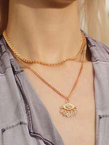 Glisma Women's Pendant Necklace,Premium/Old Money/Classy,18K Gold-Plated,Sexy/Vintage,For Mom/Women/Girl/Mother,Summer/Beach/Prom/Party,Layered/Gemstone/Beaded/Crystals - Yellow Gold - View 2