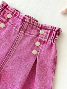 LMoss Kids Quần jean dáng rộng màu xanh dương cho bé gái - Hồng - Xem 8