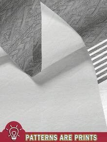 Manfinity RSRT 男士夏季休闲度假风字母印花撞色纹理面料短袖衬衫和抽绳腰短裤套装 - 彩色 - 查看 4