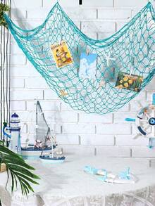 1 Piece Large Jute Fish Net Wall Hanging Decoration Natural Fiber Rustic Coastal Nautical Theme Decor For Mermaid Pirate Underwater Hawaiian Luau Beach Party Summer Backdrop Room Decor Home Wall Art DIY Decor - Multicolor - View 17