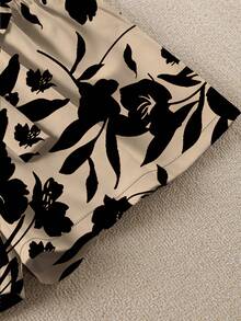 SHEIN LUNE 纯色上衣和简约花卉图案短裤两件套，大码 - 彩色 - 查看 6