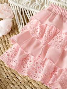Quần short trắng xếp ly dễ thương cho bé gái, cạp chun, thích hợp mặc mùa hè. - Hồng - Xem 3