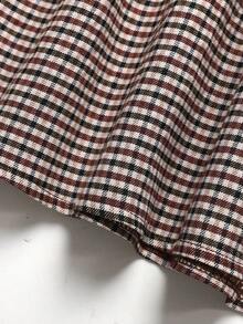 Tween Girls' Plaid Knot Shoulder Pleated Casual Vacation Dress - Multicolor - View 3