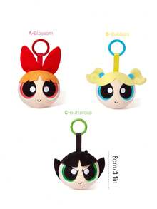 THE POWERPUFF GIRLS X SHEIN 1pc Cute Plush Policewoman Keychain With A Big Head. Stylish Keychain With An Adorable Design, Perfect For Hanging On Your Bag Or Keys. - Multicolor - View 3