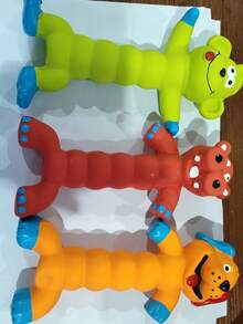 耐用乳胶发声咀嚼玩具 - 适合幼犬和成犬，造型趣味十足（恐龙、狮子、老虎），为小型和中型犬提供娱乐，互动玩具 | 震动宠物玩具 | 耐用咀嚼玩具，狗狗玩具，无需电池 - 彩色 - 查看 7