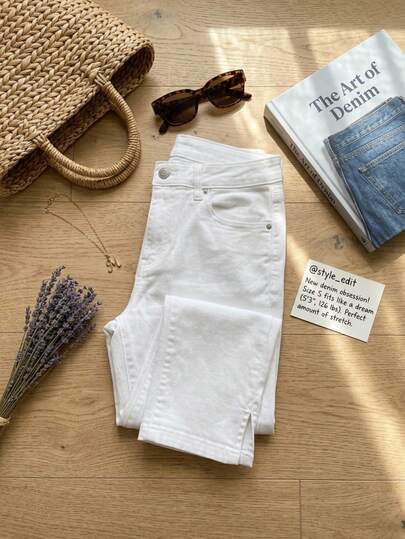 SHEIN Frenchy スプリットヘム カプリ スキニー カプリ ジーンズ