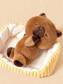 POKOJA LAND 2pcs Cute Capybaras In Sleeping Posture, Including Capybaras And Beds. They Are Very Suitable As Lovely Dolls To Give To Girls As New Year Or Birthday Gifts, And Also Make Perfect Christmas Gifts And Home Decorations. - 彩色 - 查看 3